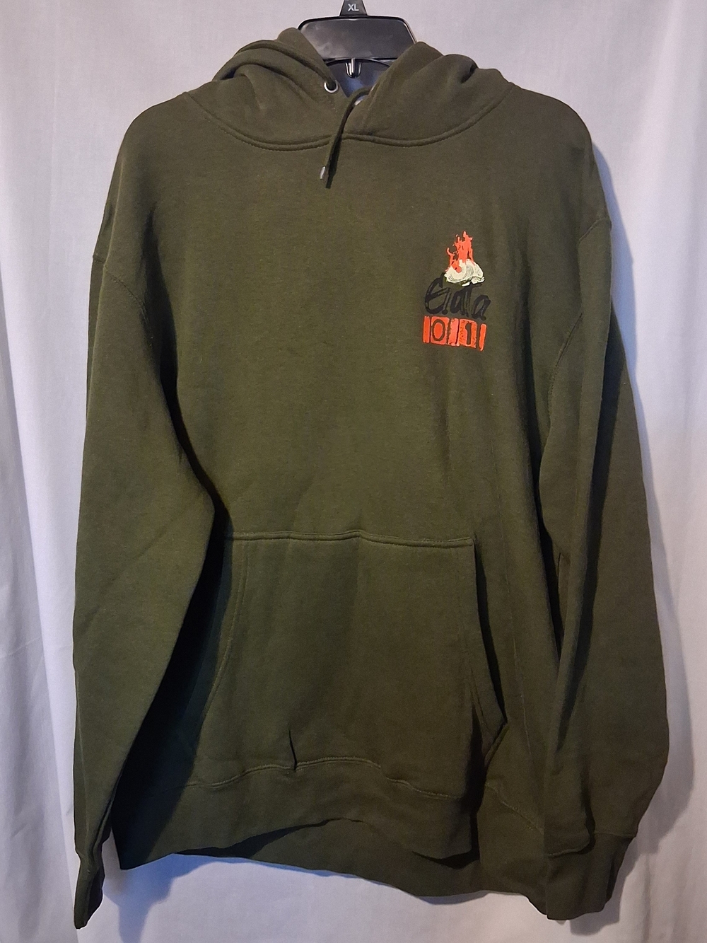 Men's Olive Green Graphic Pullover Hoodie